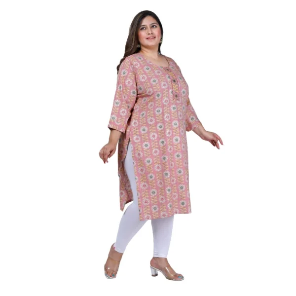 Women's Office wear Golden Foil Capsule Straight Kurti (Pink) - Image 7