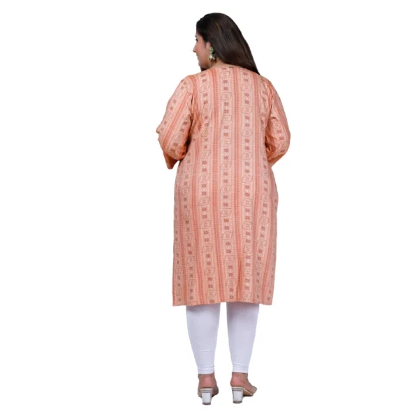 Women's Office wear Golden Foil Capsule Straight Kurti (Orange) - Image 3