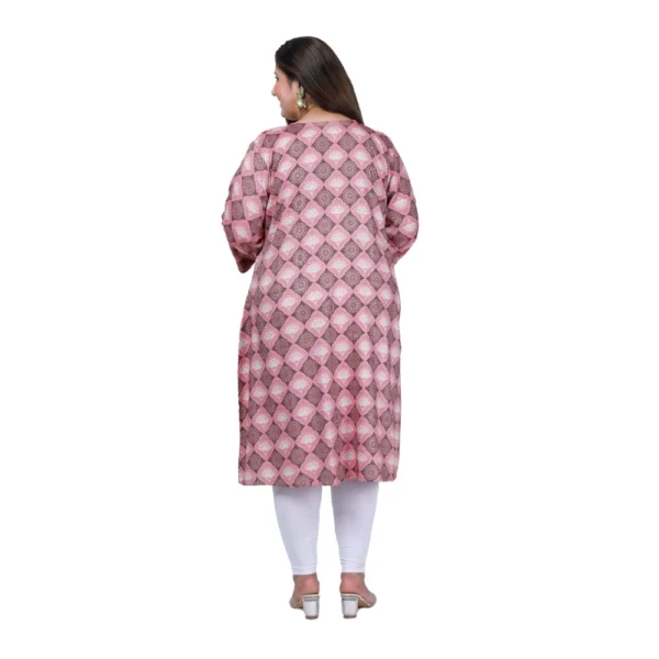 Women's Office wear Golden Foil Capsule A-Line Kurti (Pink) - Image 3