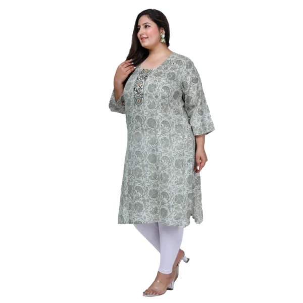Women's Office wear Golden Foil Capsule Straight Kurti (Green) - Image 5