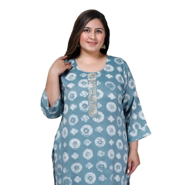 Women's Office wear Golden Foil Capsule Straight Kurti (Light Blue) - Image 4