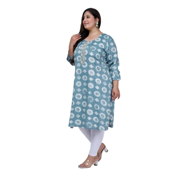 Women's Office wear Golden Foil Capsule Straight Kurti (Light Blue) - Image 7