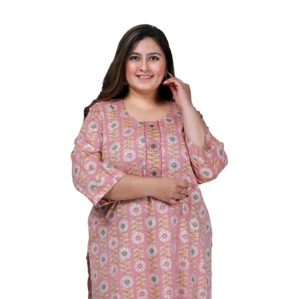 Women's Office wear Golden Foil Capsule Straight Kurti (Pink) - Image 4