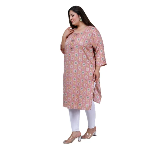 Women's Office wear Golden Foil Capsule Straight Kurti (Pink) - Image 5