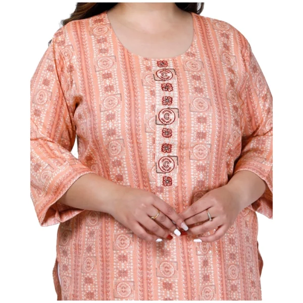 Women's Office wear Golden Foil Capsule Straight Kurti (Orange) - Image 2