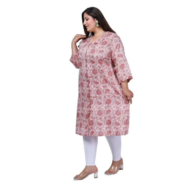 Women's Office wear Golden Foil Capsule A-Line Kurti (Light Pink) - Image 5