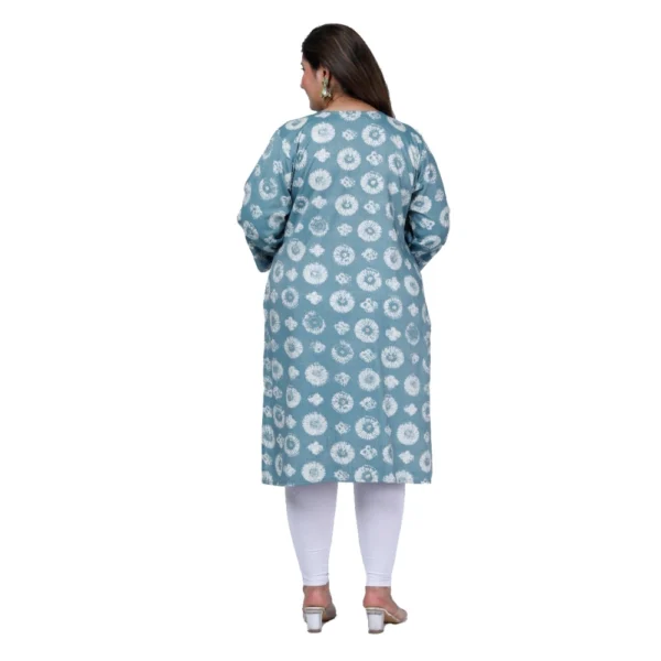 Women's Office wear Golden Foil Capsule Straight Kurti (Light Blue) - Image 3