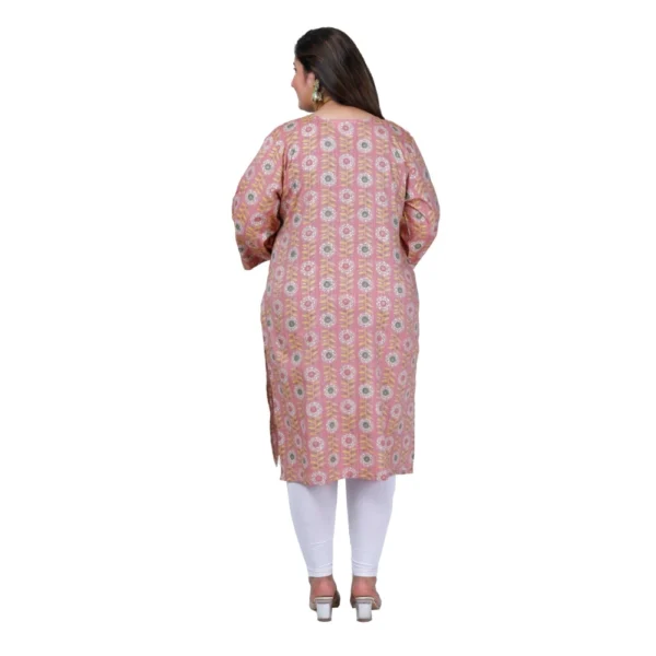 Women's Office wear Golden Foil Capsule Straight Kurti (Pink) - Image 3
