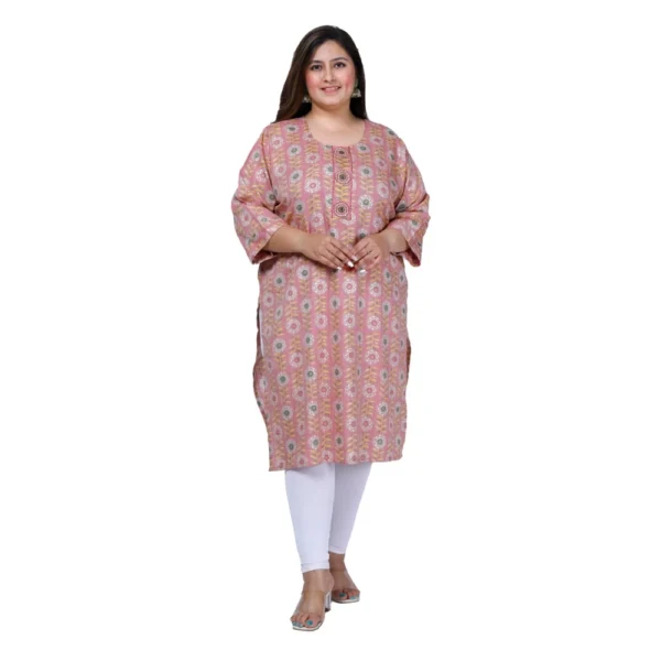 Women's Office wear Golden Foil Capsule Straight Kurti (Pink)