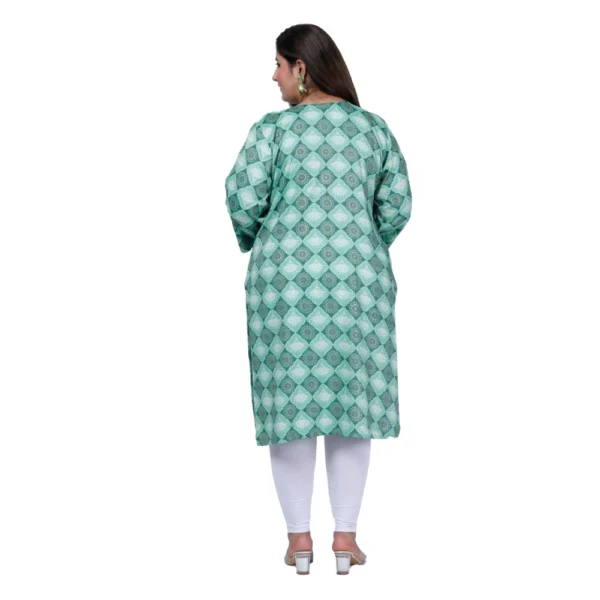 Women's Office wear Golden Foil Capsule Straight Kurti (Light Green) - Image 3