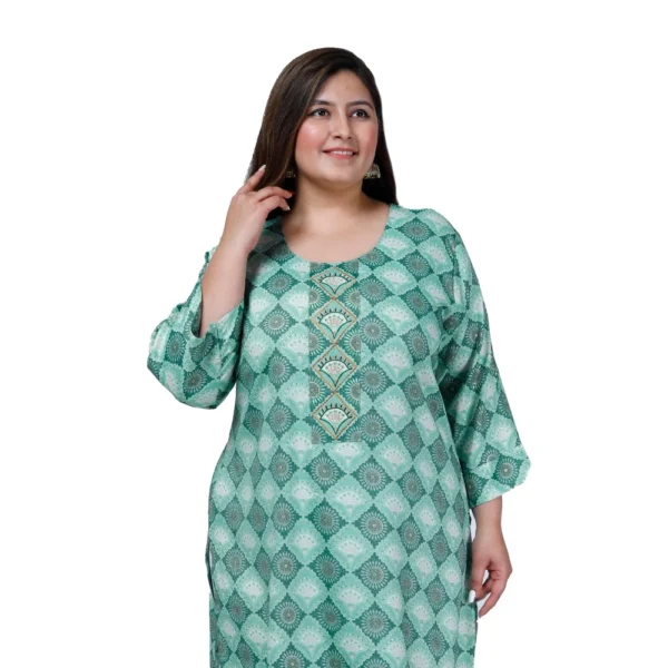 Women's Office wear Golden Foil Capsule Straight Kurti (Light Green) - Image 4