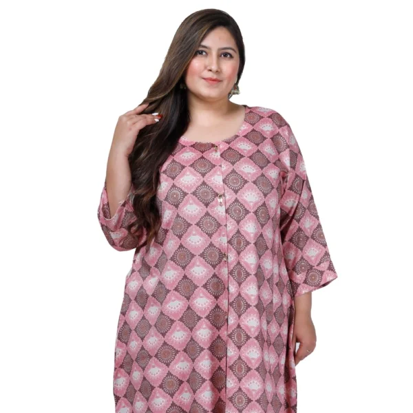Women's Office wear Golden Foil Capsule A-Line Kurti (Pink) - Image 4
