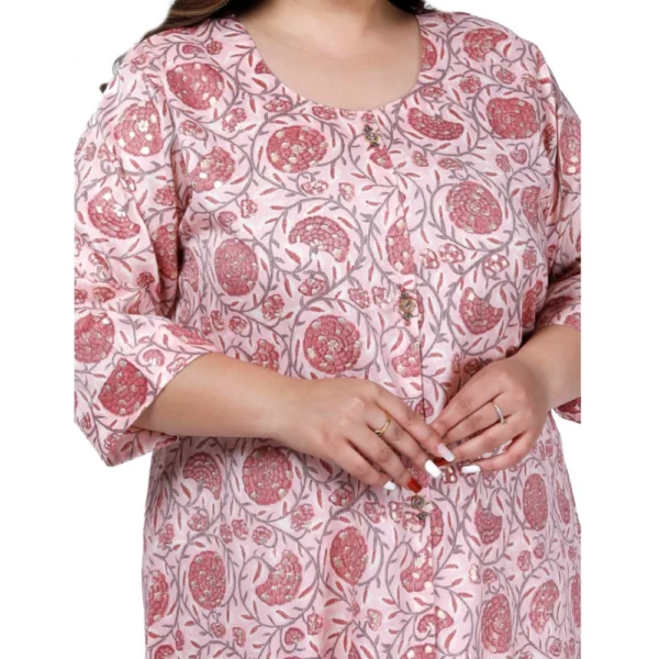 Women's Office wear Golden Foil Capsule A-Line Kurti (Light Pink) - Image 2