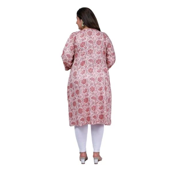 Women's Office wear Golden Foil Capsule A-Line Kurti (Light Pink) - Image 3