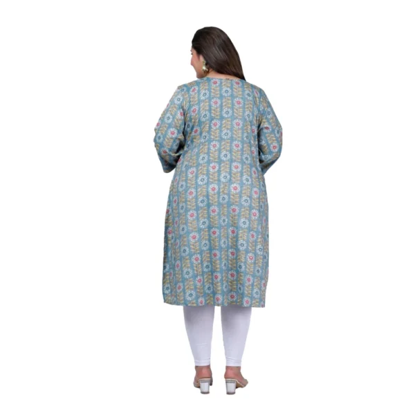 Women's Office wear Golden Foil Capsule A-Line Kurti (Light Blue) - Image 3