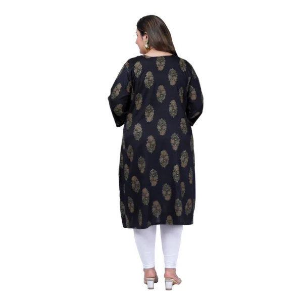 Women's Office wear Golden Foil Capsule A-Line Kurti (Black) - Image 2