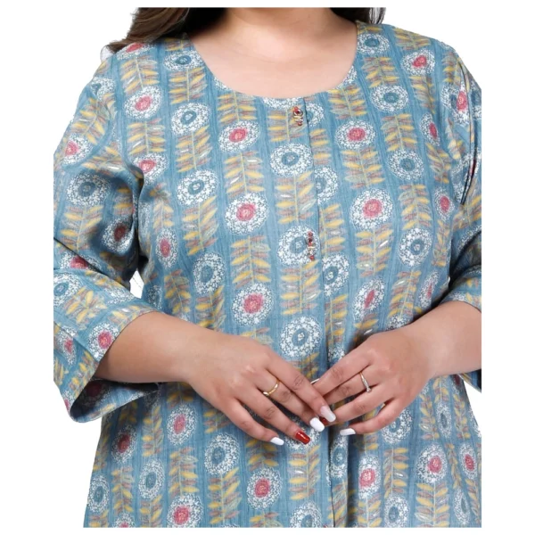 Women's Office wear Golden Foil Capsule A-Line Kurti (Light Blue) - Image 2