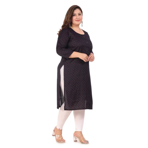 Women's Office wear Bandhni Printed Capsule Straight Kurti (Navy Blue) - Image 5