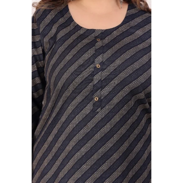 Women's Office wear Stripe Capsule Straight Kurti (Navy Blue) - Image 4