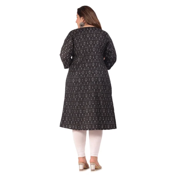 Women's Office wear Floral Printed Capsule A-Line Kurti (Black) - Image 3