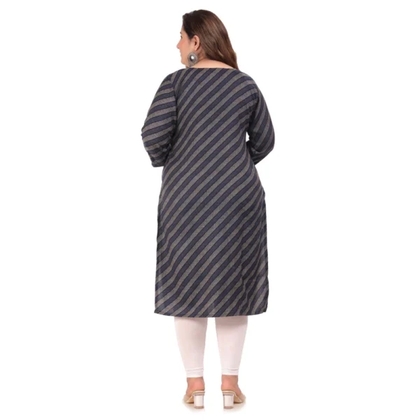 Women's Office wear Stripe Capsule Straight Kurti (Navy Blue) - Image 3