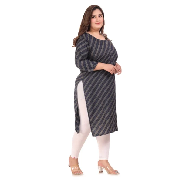 Women's Office wear Stripe Capsule Straight Kurti (Navy Blue) - Image 7