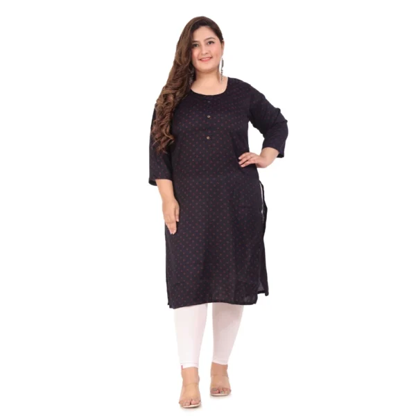 Women's Office wear Bandhni Printed Capsule Straight Kurti (Navy Blue) - Image 8