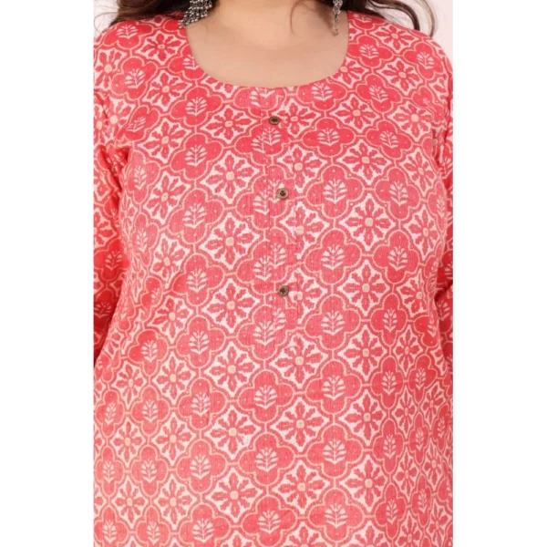 Women's Office wear Designer Printed Capsule Straight Kurti (Pink) - Image 4