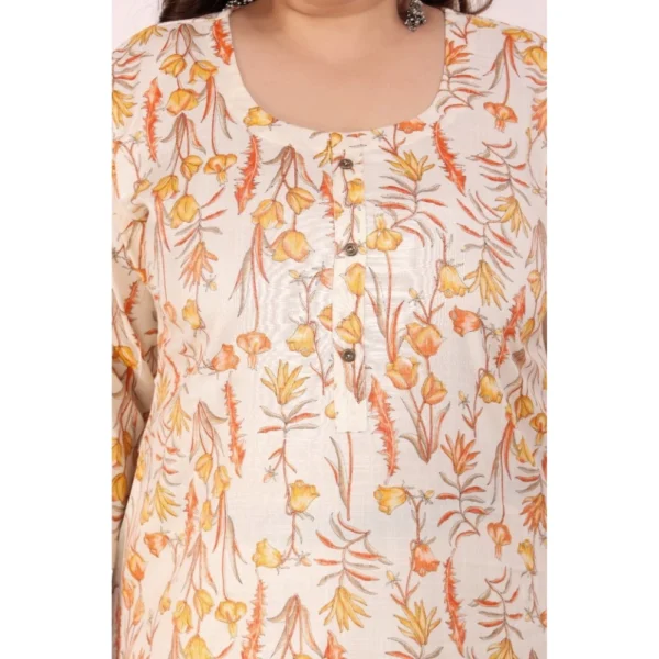 Women's Office wear Floral Printed Capsule Straight Kurti (Orange) - Image 4