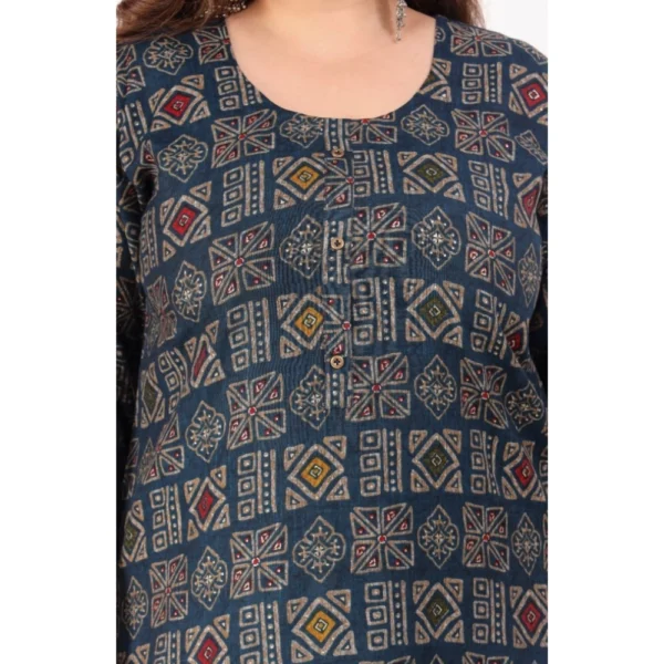 Women's Office wear Designer Printed Capsule Straight Kurti (Dark Green) - Image 4