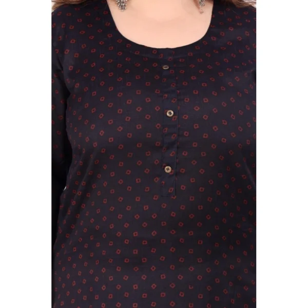 Women's Office wear Bandhni Printed Capsule Straight Kurti (Navy Blue) - Image 3