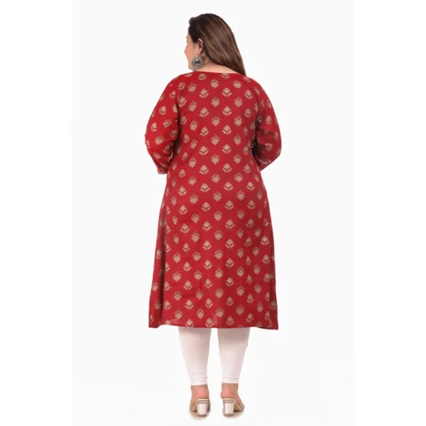 Women's Office wear Floral Printed Capsule A-Line Kurti (Maroon) - Image 4