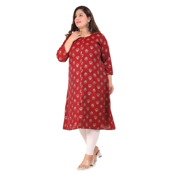 Women's Office wear Floral Printed Capsule A-Line Kurti (Maroon) - Image 5