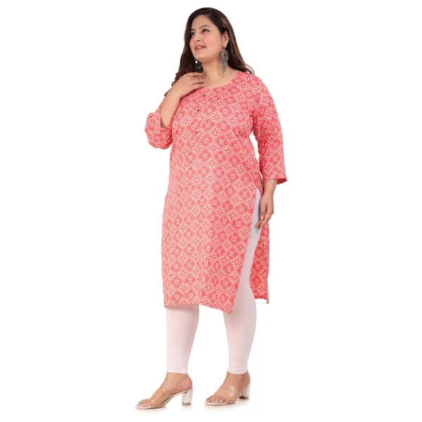 Women's Office wear Designer Printed Capsule Straight Kurti (Pink) - Image 5