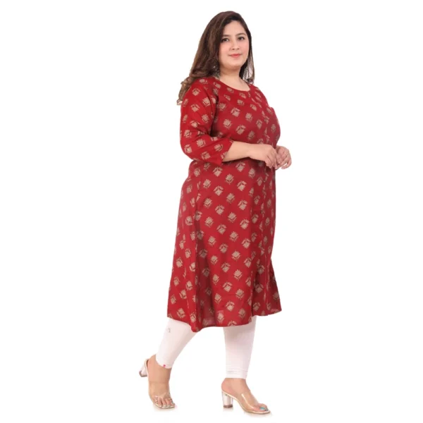 Women's Office wear Floral Printed Capsule A-Line Kurti (Maroon) - Image 7