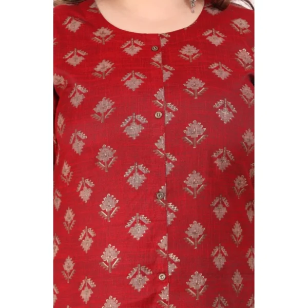 Women's Office wear Floral Printed Capsule A-Line Kurti (Maroon) - Image 3