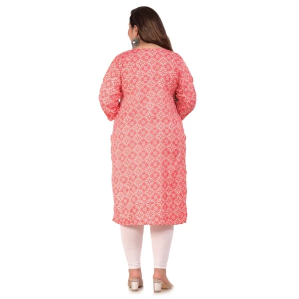 Women's Office wear Designer Printed Capsule Straight Kurti (Pink) - Image 3