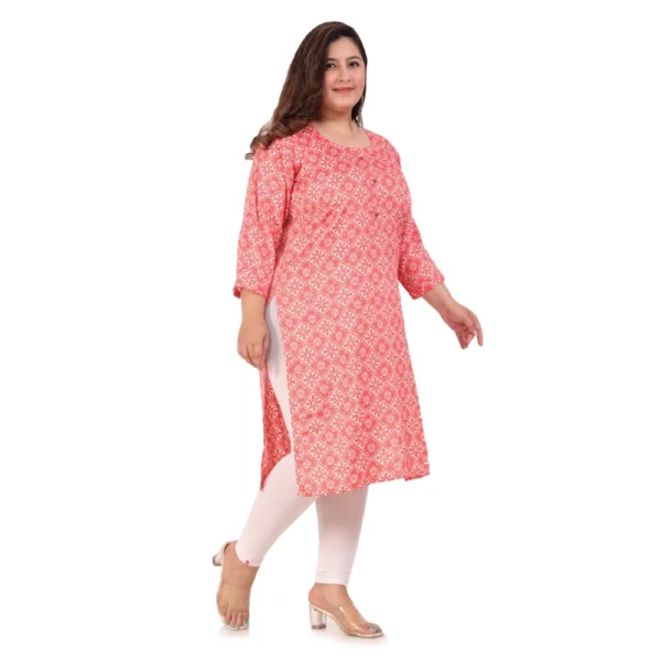 Women's Office wear Designer Printed Capsule Straight Kurti (Pink) - Image 7