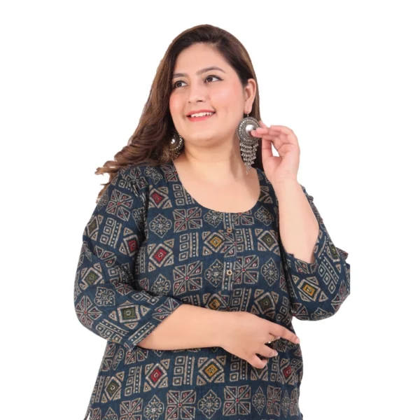 Women's Office wear Designer Printed Capsule Straight Kurti (Dark Green) - Image 2