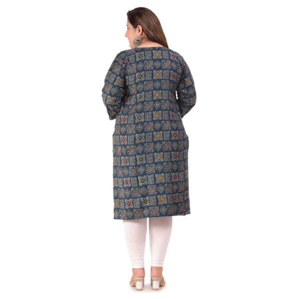 Women's Office wear Designer Printed Capsule Straight Kurti (Dark Green) - Image 3