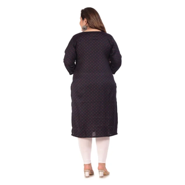 Women's Office wear Bandhni Printed Capsule Straight Kurti (Navy Blue) - Image 4