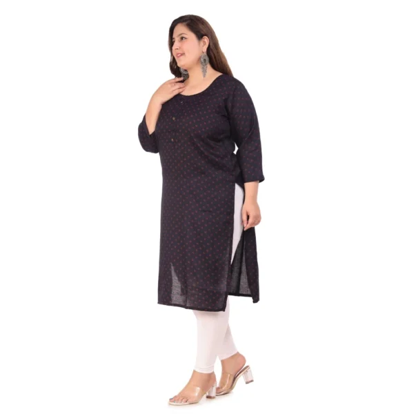 Women's Office wear Bandhni Printed Capsule Straight Kurti (Navy Blue) - Image 6