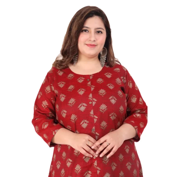 Women's Office wear Floral Printed Capsule A-Line Kurti (Maroon) - Image 2