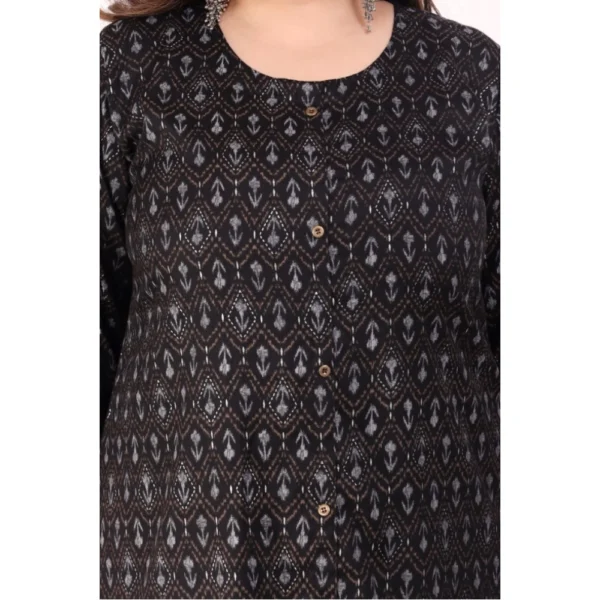 Women's Office wear Floral Printed Capsule A-Line Kurti (Black) - Image 4