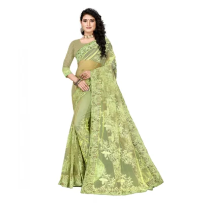 Women's Net Saree With Women>Ethnic Wear>Blouse (Pista Green, 5-6Mtrs)