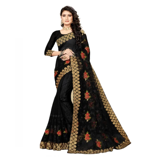 Women's Net Saree With Women>Ethnic Wear>Blouse (Black, 5-6Mtrs)