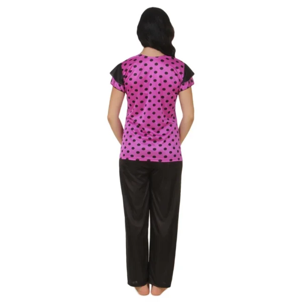 Women's Satin Top And Pyjama Set Mega Sleeve(Color: Sandal, Neck Type: Square Neck) - Image 2