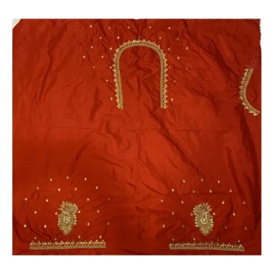 Women's Cotton Silk Self Design Unstitched Blouse Piece (Red, 80-100 cm)