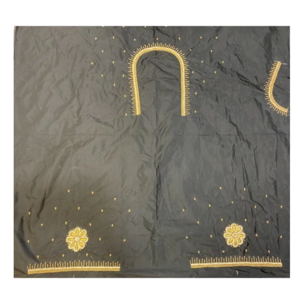 Women's Cotton Silk Self Design Unstitched Blouse Piece (Black, 80-100 cm)