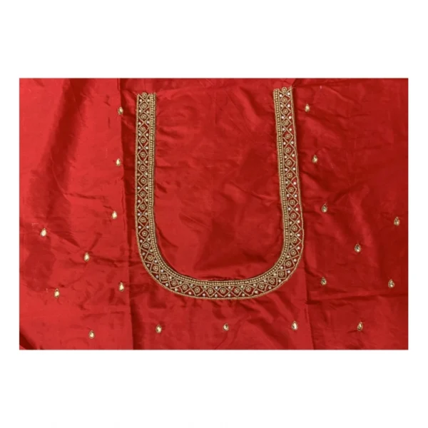 Women's Cotton Silk Self Design Unstitched Blouse Piece (Red, 80-100 cm) - Image 3
